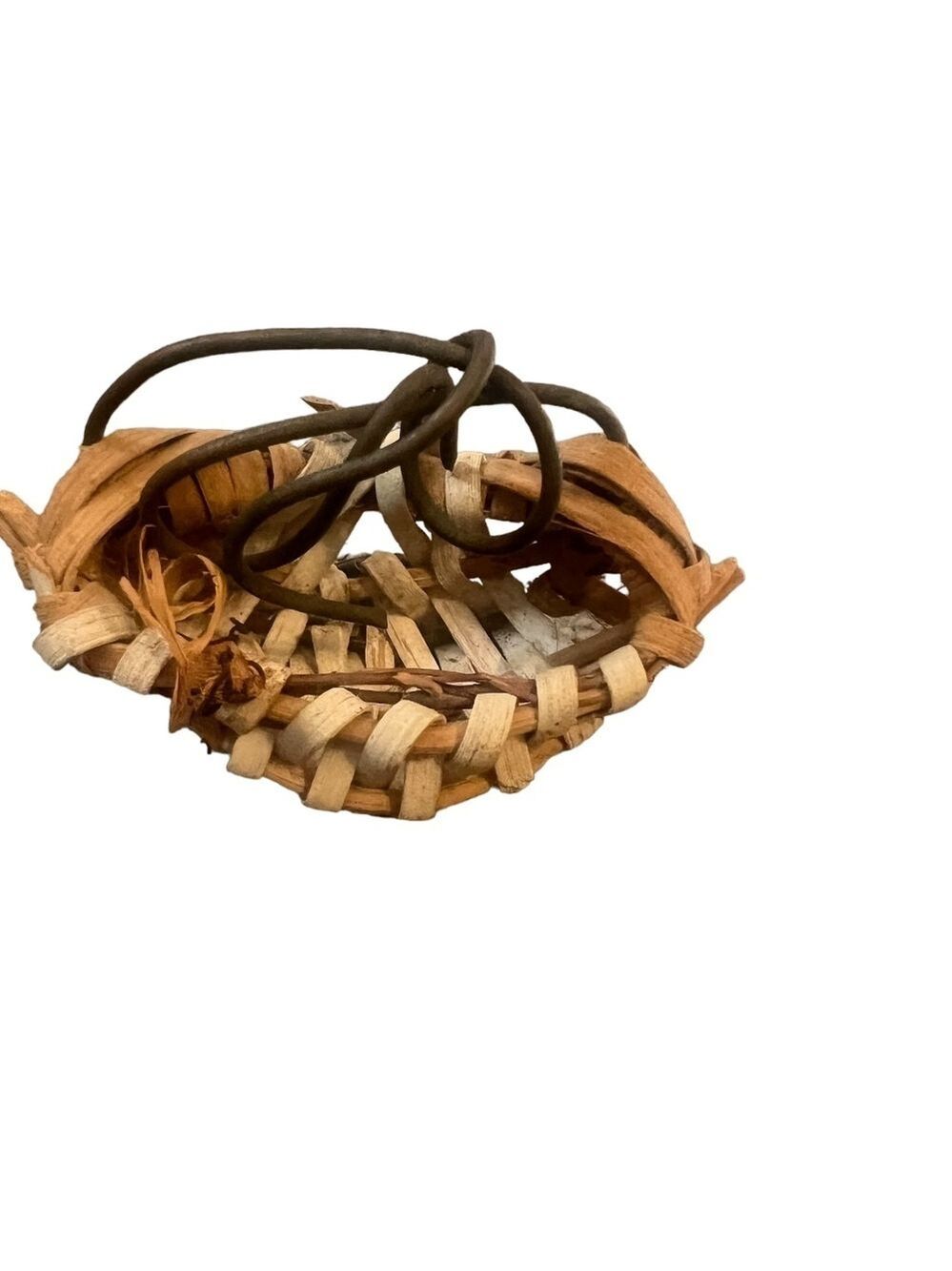 Set of 2 Early Antique Primitive Miniature Split‎ Oak Buttocks Basket 2"